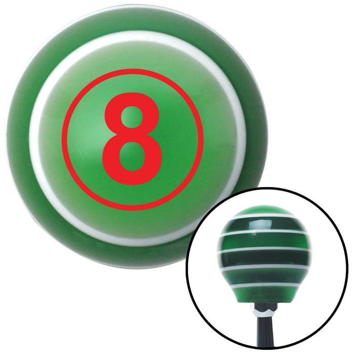 Red Ball 8 Green Stripe Shift Knob with M16 x 15 Insert