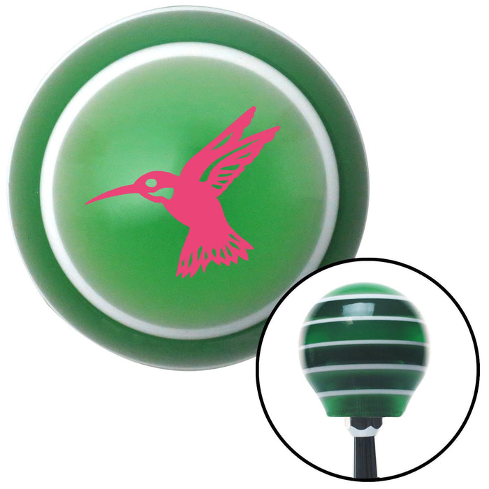 Pink Hummingbird Green Stripe Shift Knob with M16 x 15 Insert