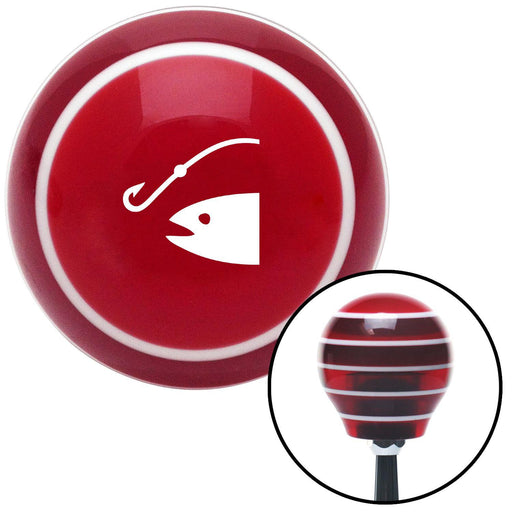 White Fish and a Hook Red Stripe Shift Knob with M16 x 15 Insert