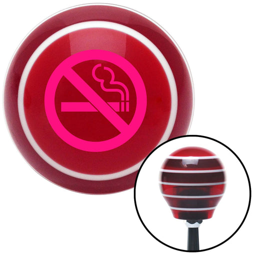 Pink No Smoking Red Stripe Shift Knob with M16 x 15 Insert