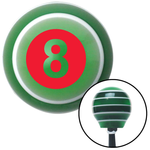 Red 8 Ball Green Stripe Shift Knob with M16 x 15 Insert