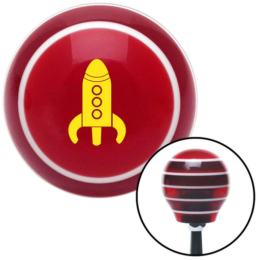 Yellow Rocketship Red Stripe Shift Knob with M16 x 15 Insert