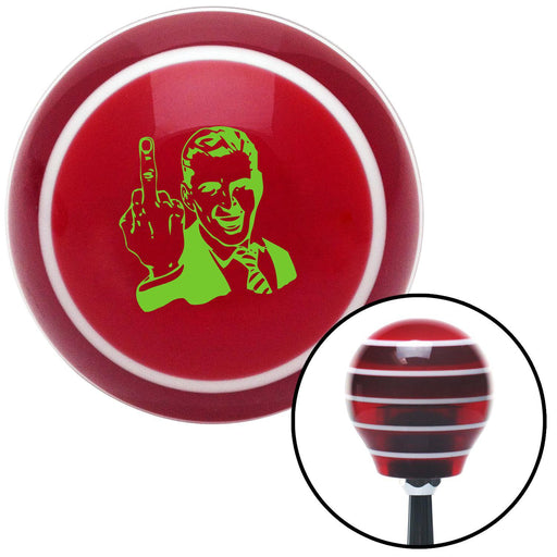 Green Middle Finger Red Stripe Shift Knob with M16 x 15 Insert