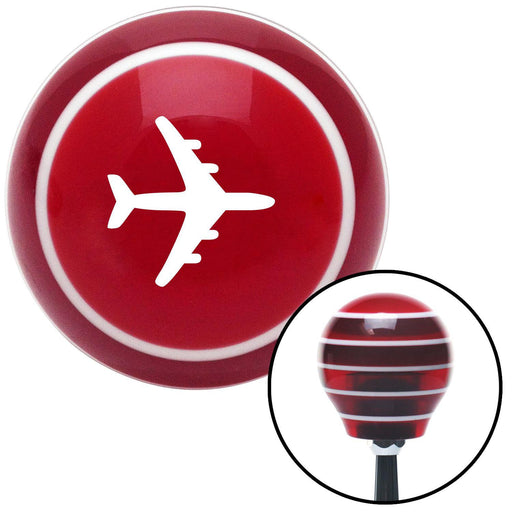 White Commercial Airplane Red Stripe Shift Knob with M16 x 15 Insert