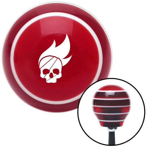 White Skull Flame Red Stripe Shift Knob with M16 x 15 Insert