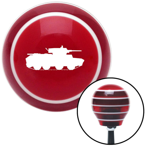 White Military Tank Red Stripe Shift Knob with M16 x 15 Insert