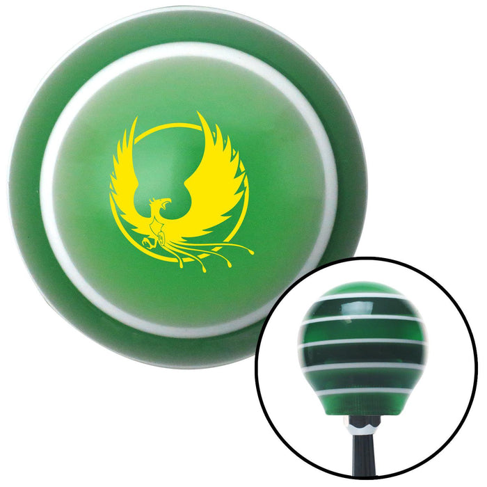 Yellow Phoenix Green Stripe Shift Knob with M16 x 15 Insert