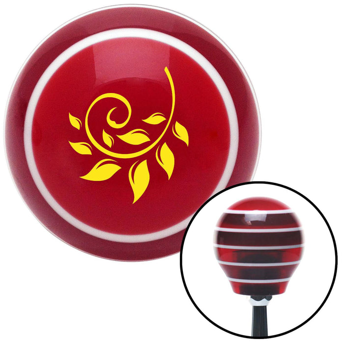 Yellow Spiral Petals Red Stripe Shift Knob with M16 x 15 Insert