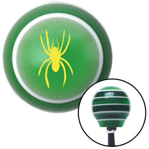 Yellow Spider Image Green Stripe Shift Knob with M16 x 15 Insert