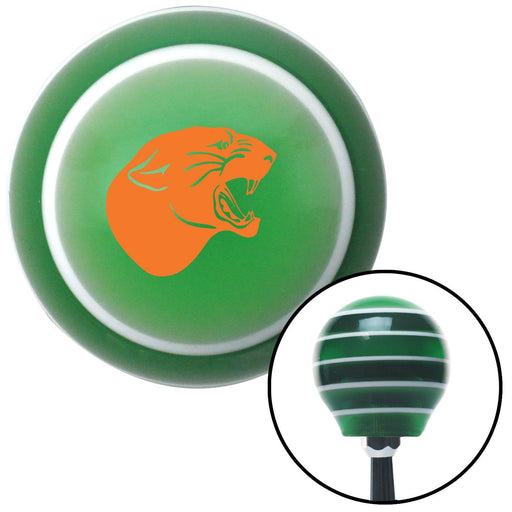 Orange Panther Green Stripe Shift Knob with M16 x 15 Insert