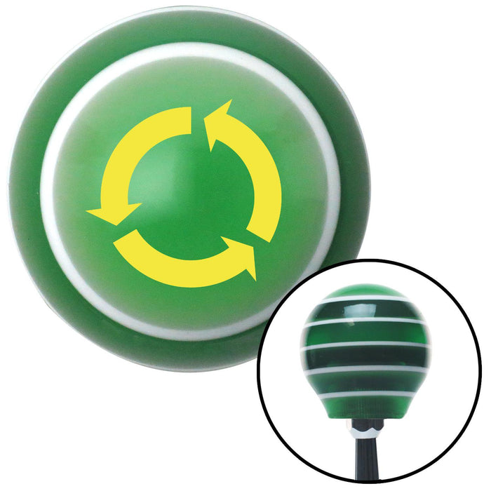 Yellow Arrows in Circle Green Stripe Shift Knob with M16 x 15 Insert