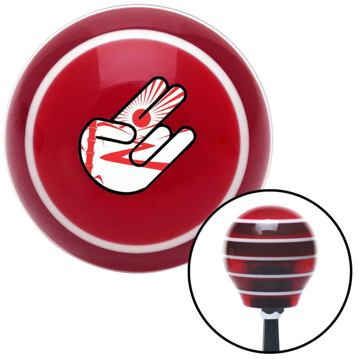 Rising Sun Bamboo Hand Red Stripe Shift Knob with M16 x 15 Insert