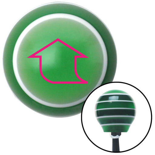 Pink Fat Empty Arrow Up Green Stripe Shift Knob with M16 x 15 Insert