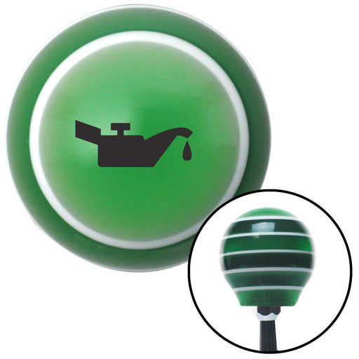 Black Automotive Oil Can Green Stripe Shift Knob with M16 x 15 Insert