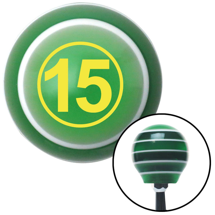 Yellow Ball 15 Green Stripe Shift Knob with M16 x 15 Insert