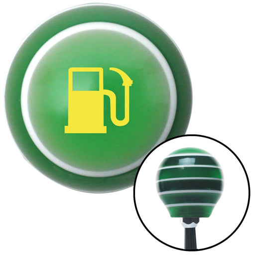 Yellow Gas Station Tank Green Stripe Shift Knob with M16 x 15 Insert