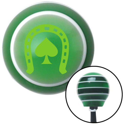 Green Horseshoe Over Spade Green Stripe Shift Knob with M16 x 15 Insert