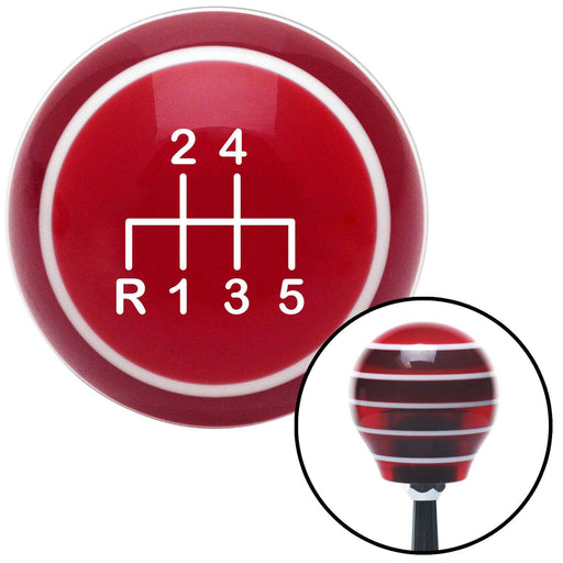 White Shift Pattern 17n Red Stripe Shift Knob with M16 x 15 Insert