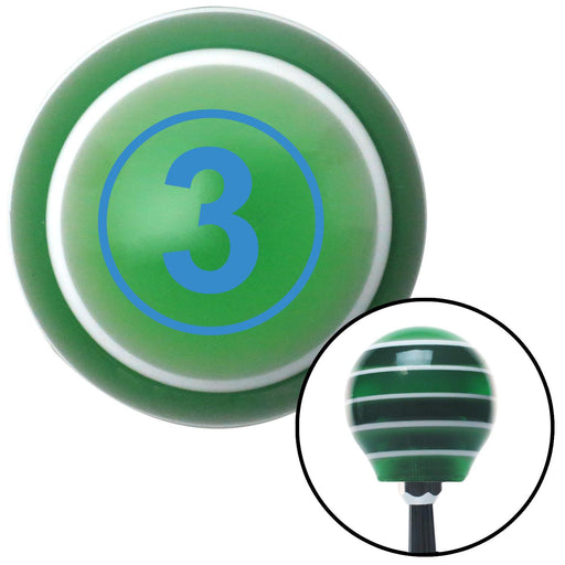 Blue Ball 3 Green Stripe Shift Knob with M16 x 15 Insert