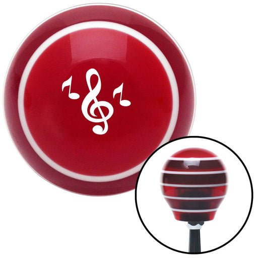 White Treble Clef Red Stripe Shift Knob with M16 x 15 Insert