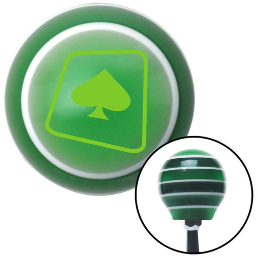 Green Spade on a Card Green Stripe Shift Knob with M16 x 15 Insert