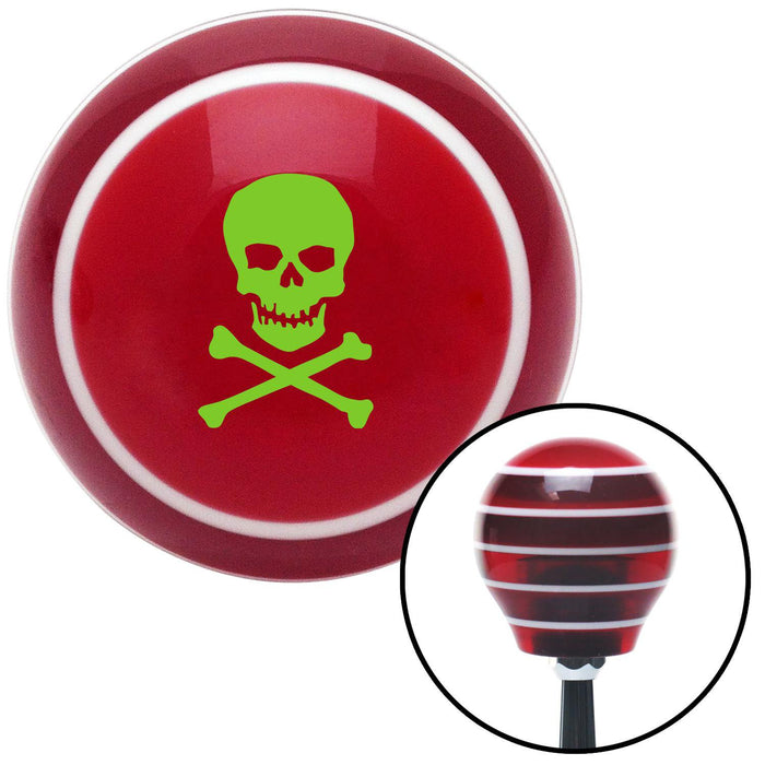 Green Skull  Bones Red Stripe Shift Knob with M16 x 15 Insert