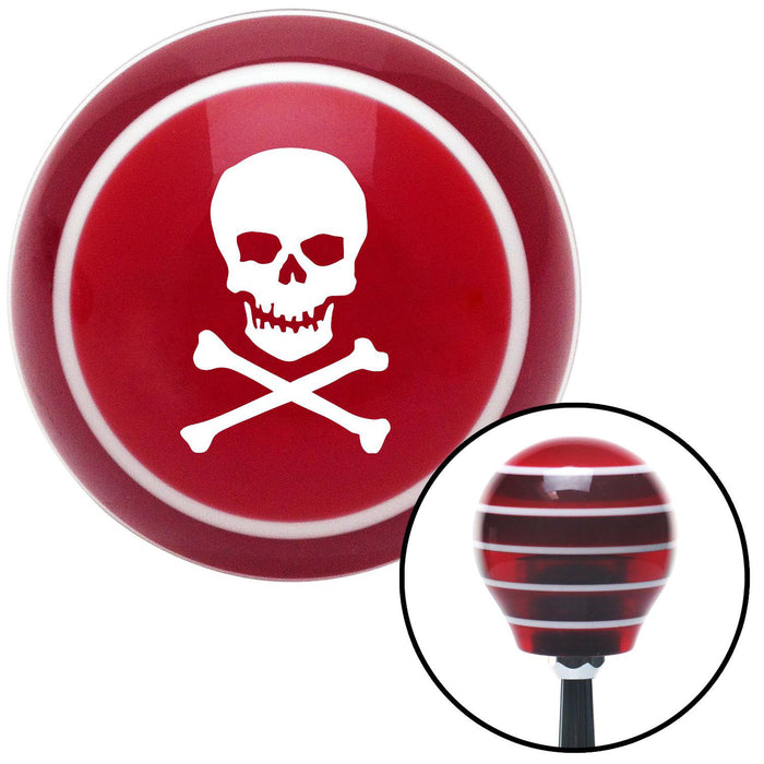 White Skull and Bones Red Stripe Shift Knob with M16 x 15 Insert