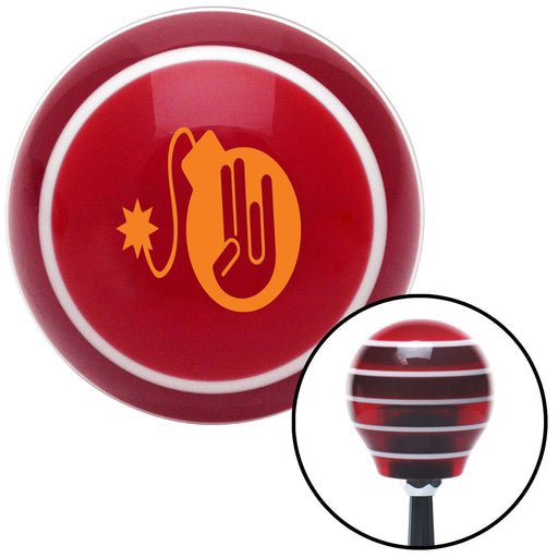 Orange JDM Hand Bomb Red Stripe Shift Knob with M16 x 15 Insert