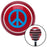 Blue Peace Sign Red Stripe Shift Knob with M16 x 15 Insert