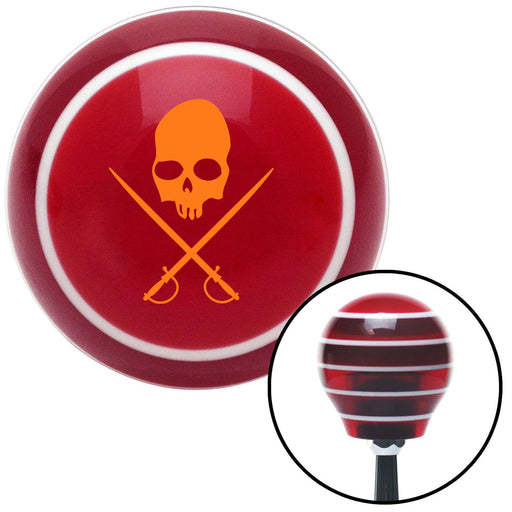 Orange Skull  Swords Red Stripe Shift Knob with M16 x 15 Insert