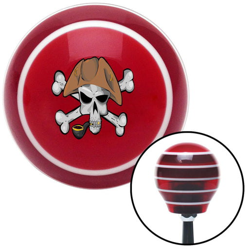 Pirate Skull n Gun Red Stripe Shift Knob with M16 x 15 Insert