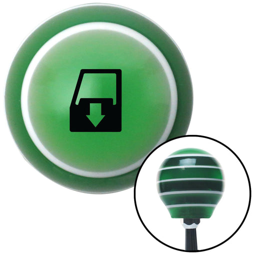 Black Automotive Window Down Green Stripe Shift Knob with M16 x 15 Insert