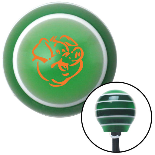 Orange Pig Green Stripe Shift Knob with M16 x 15 Insert