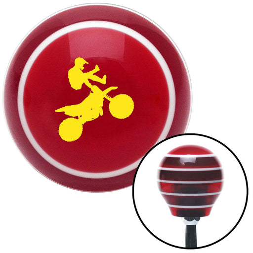 Yellow Motocross Rider Red Stripe Shift Knob with M16 x 15 Insert