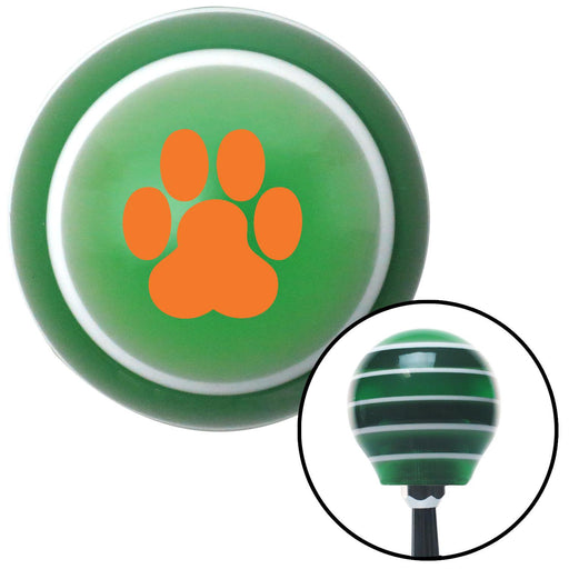 Orange Pawprint Green Stripe Shift Knob with M16 x 15 Insert