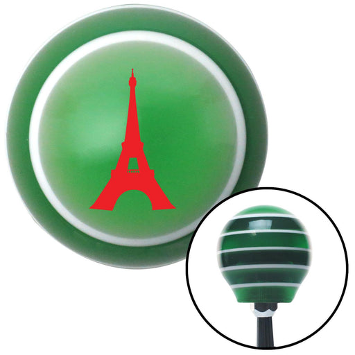 Red The Eiffel Tower Green Stripe Shift Knob with M16 x 15 Insert