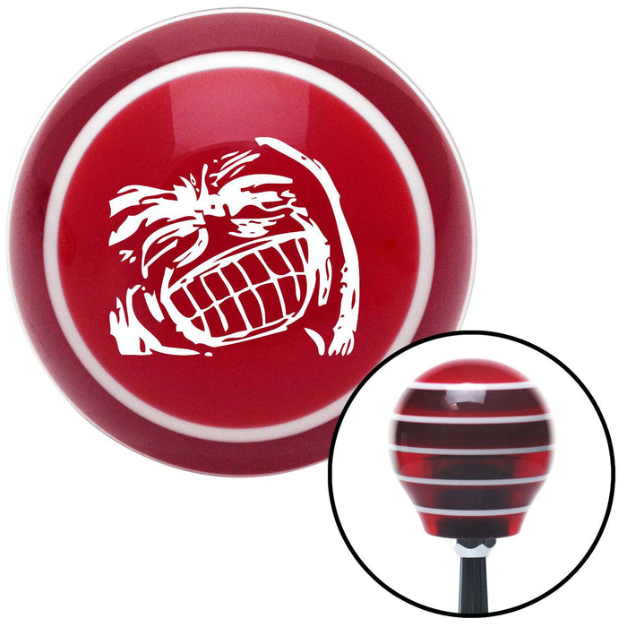 White Big Grin Meme Red Stripe Shift Knob with M16 x 15 Insert