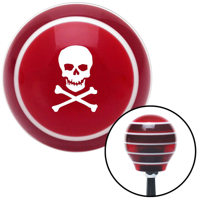 White Skull  Bones Red Stripe Shift Knob with M16 x 15 Insert