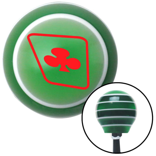 Red Clubs on a Card Green Stripe Shift Knob with M16 x 15 Insert