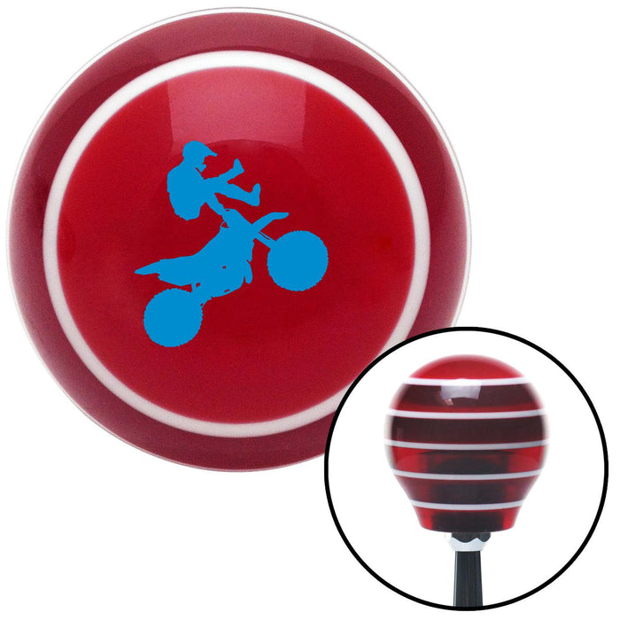 Blue Motocross Rider Red Stripe Shift Knob with M16 x 15 Insert