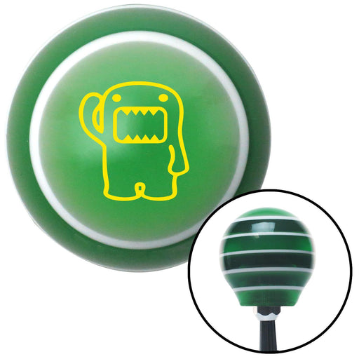 Yellow Domo Classic Green Stripe Shift Knob with M16 x 15 Insert