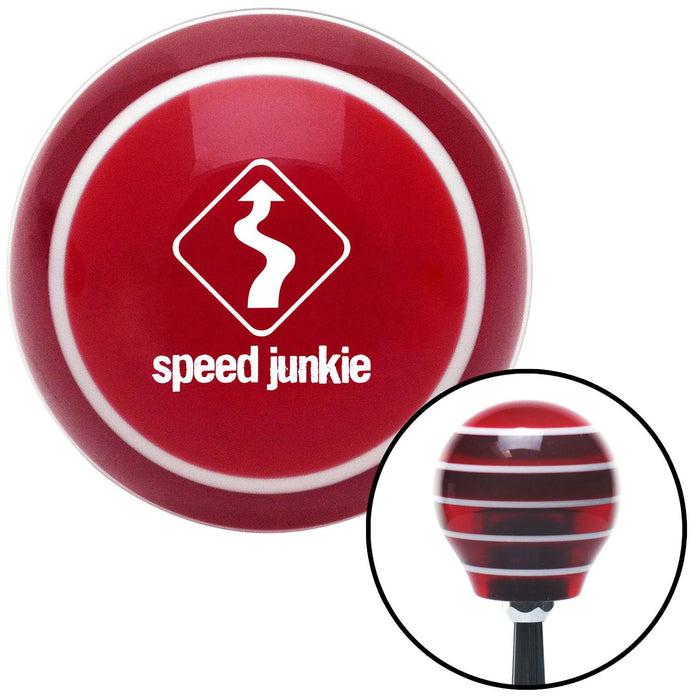 White Speed Junkie Red Stripe Shift Knob with M16 x 15 Insert