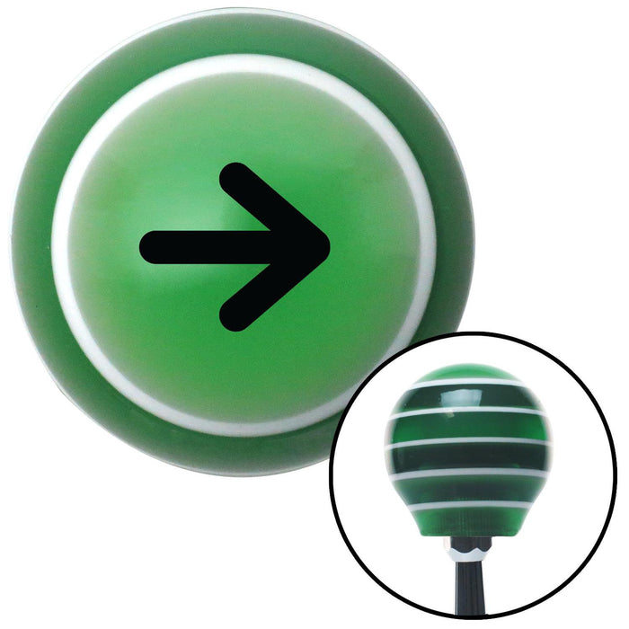 Black Solid Directional Arrow Right Green Stripe Shift Knob with M16 x 15 Insert