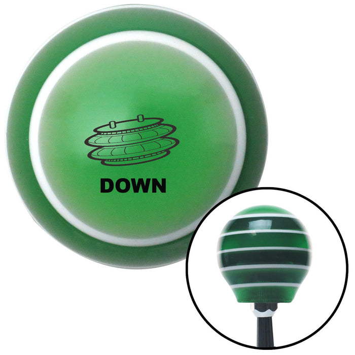 Black Automotive Airbag Down Half Way Green Stripe Shift Knob with M16 x 15 Insert