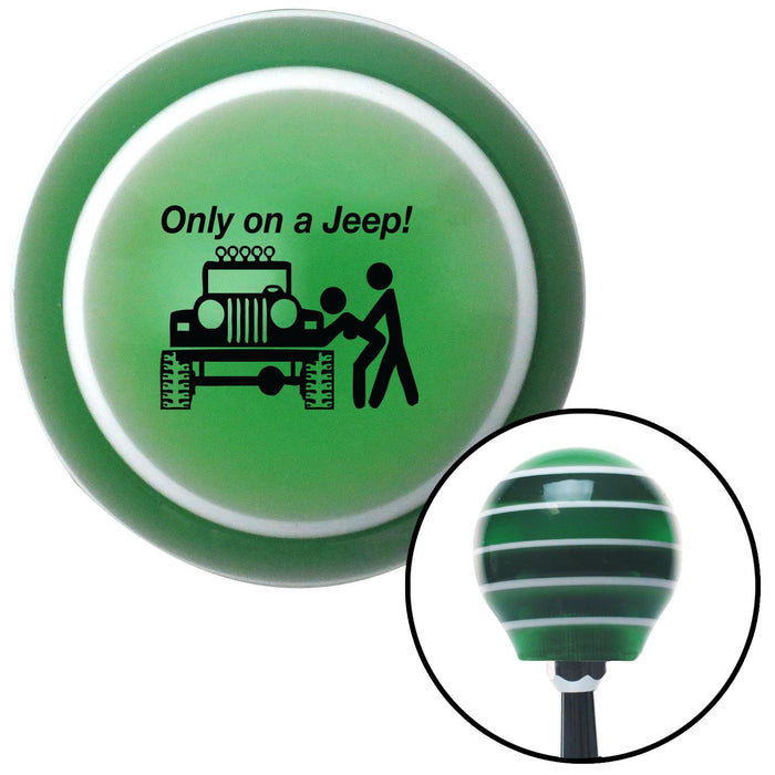 Black Only On A Jeep Green Stripe Shift Knob with M16 x 15 Insert