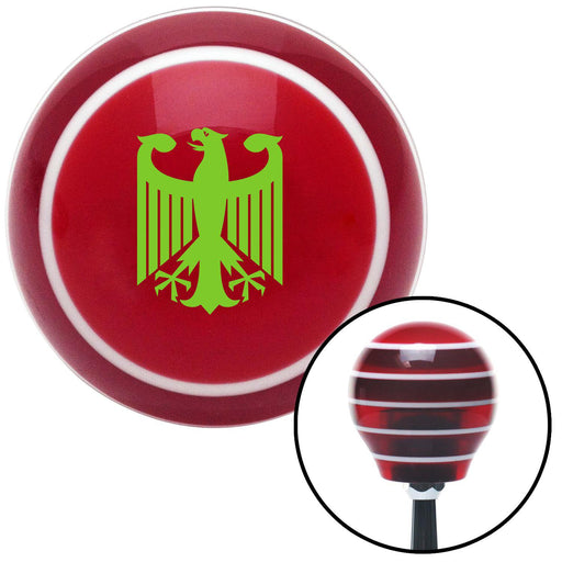 Green Heraldic Eagle Red Stripe Shift Knob with M16 x 15 Insert