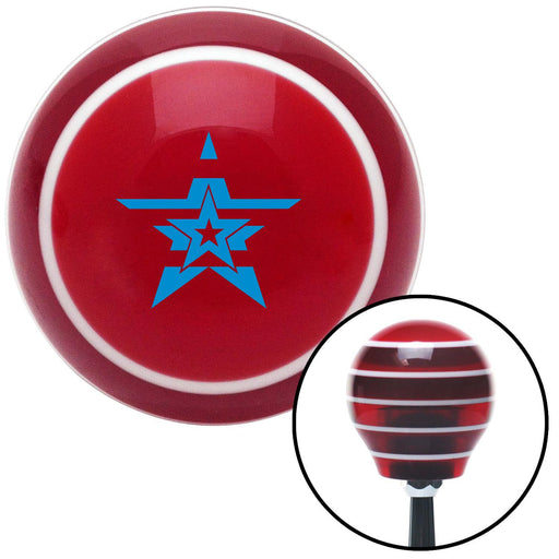 Blue Star in a Star in a Star Red Stripe Shift Knob with M16 x 15 Insert