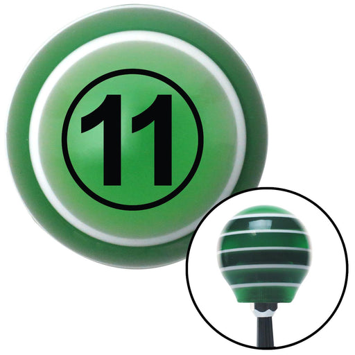 Black Ball 11 Green Stripe Shift Knob with M16 x 15 Insert