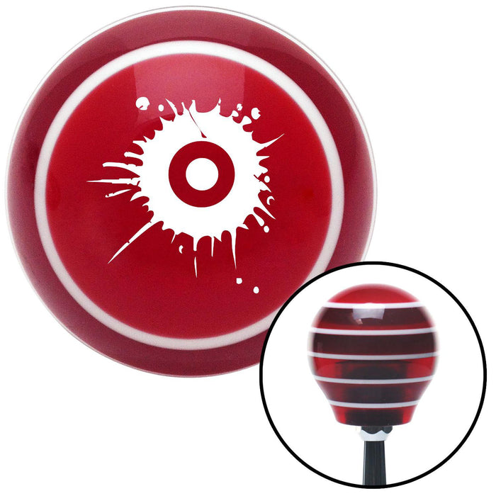 White Target w Splatter Red Stripe Shift Knob with M16 x 15 Insert