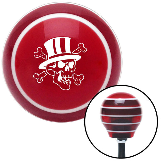 White Skull 4 Red Stripe Shift Knob with M16 x 15 Insert